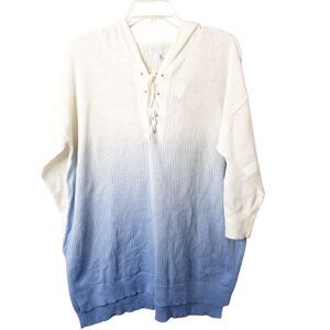 Soho New York & Company NWT Women's Knit Ombre Lace-Up Hoodie Size XL